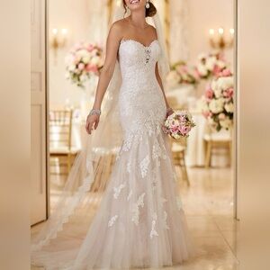 NWT Sample Stella York Wedding Dress 6257 in Blush Bridal Size 12 Street Size 10